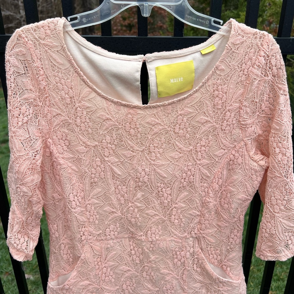 ANTHROPOLOGIE Maeve Women's Dress Lefkara Pink Blush Women’s Medium - Picture 7 of 12